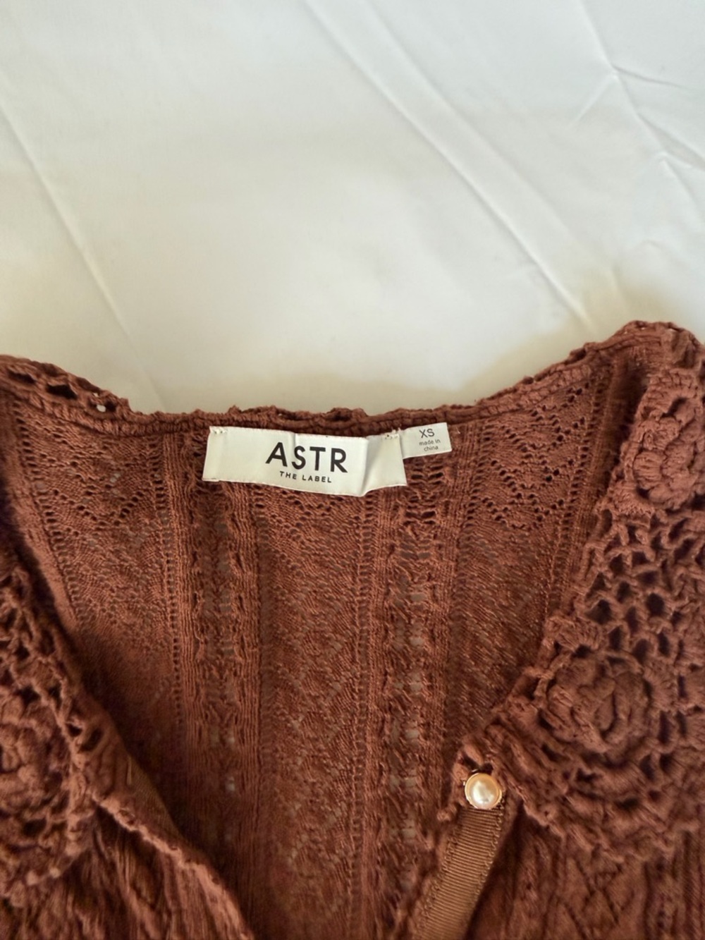 ASTR The Label Crochet Knit Cardigan - Rust